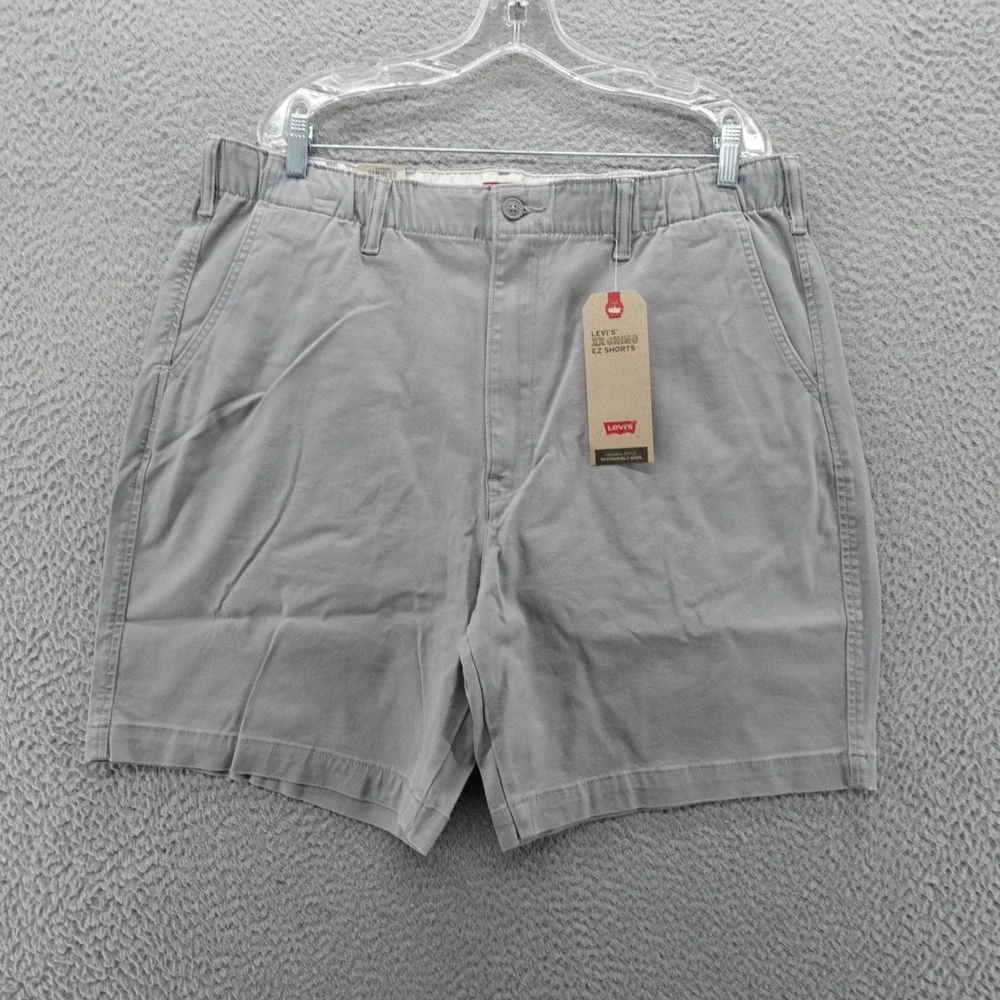 Levis XX Chino EZ Shorts Mens XL Grey Stretch Elastic Waist Casual NEW